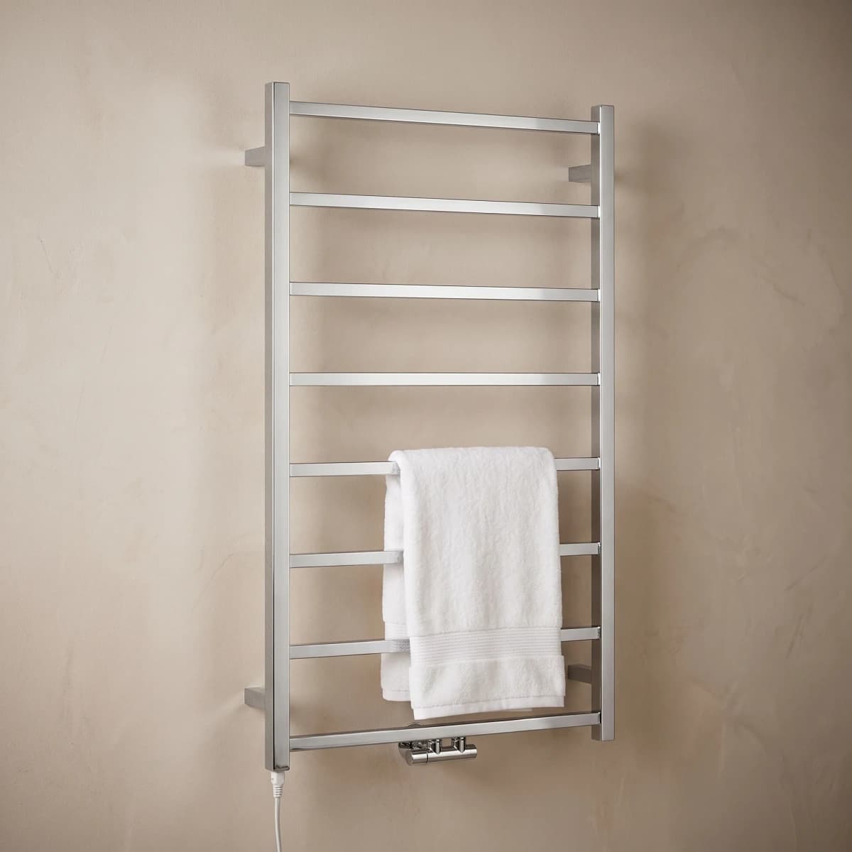 Aquaro 8 Bar Square Heated Towel Rail, Left