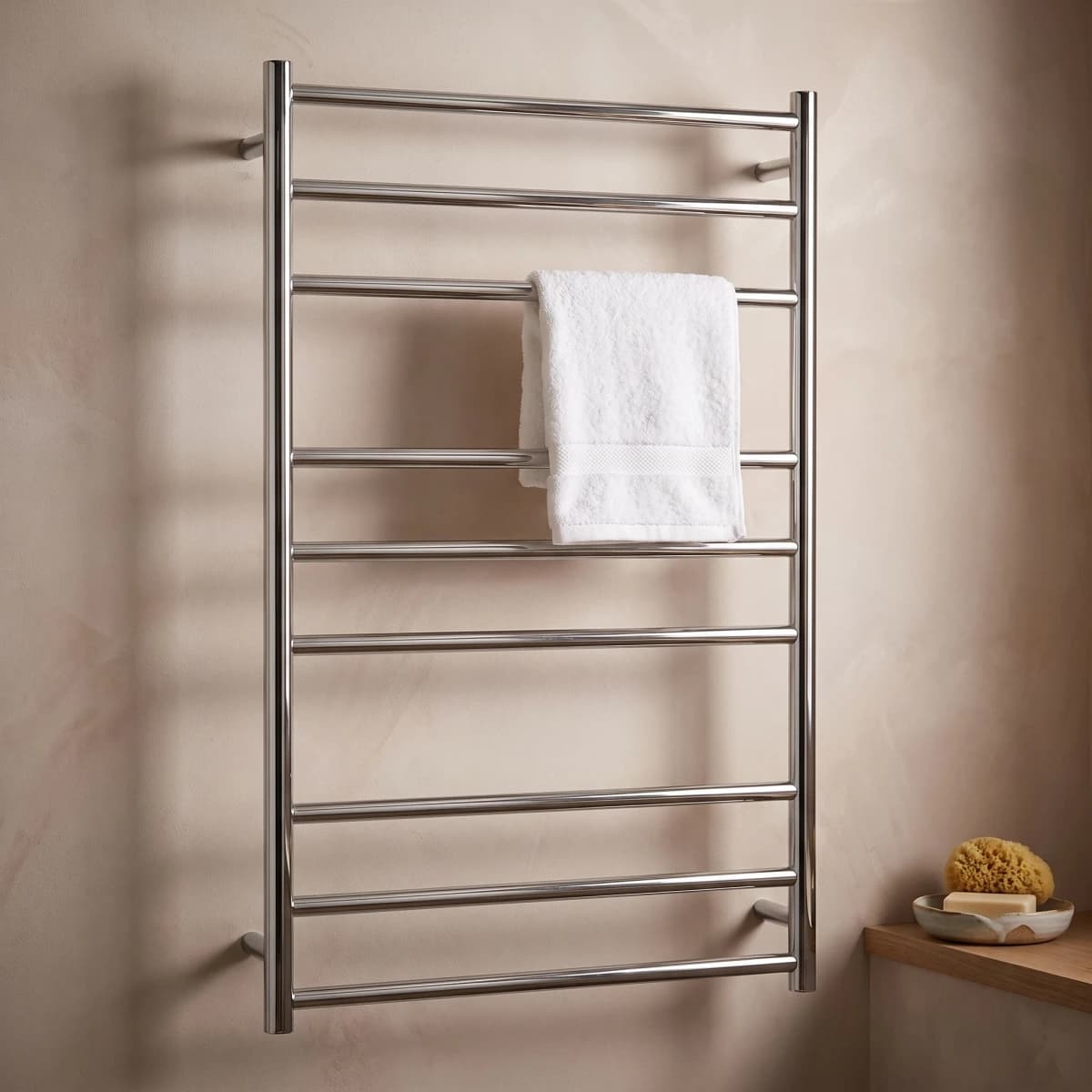 Aquaro 9 Bar Round Ladder Towel Rail, Standard