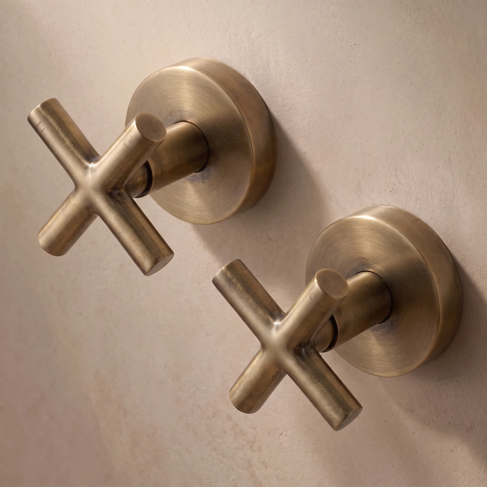 Aquaro Cross Handle Taps in Antique Brass