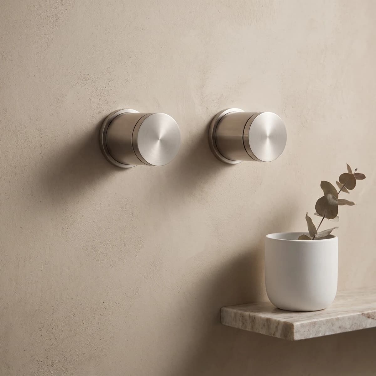 Aquaro Poise Double Round Taps in Brushed Nickel