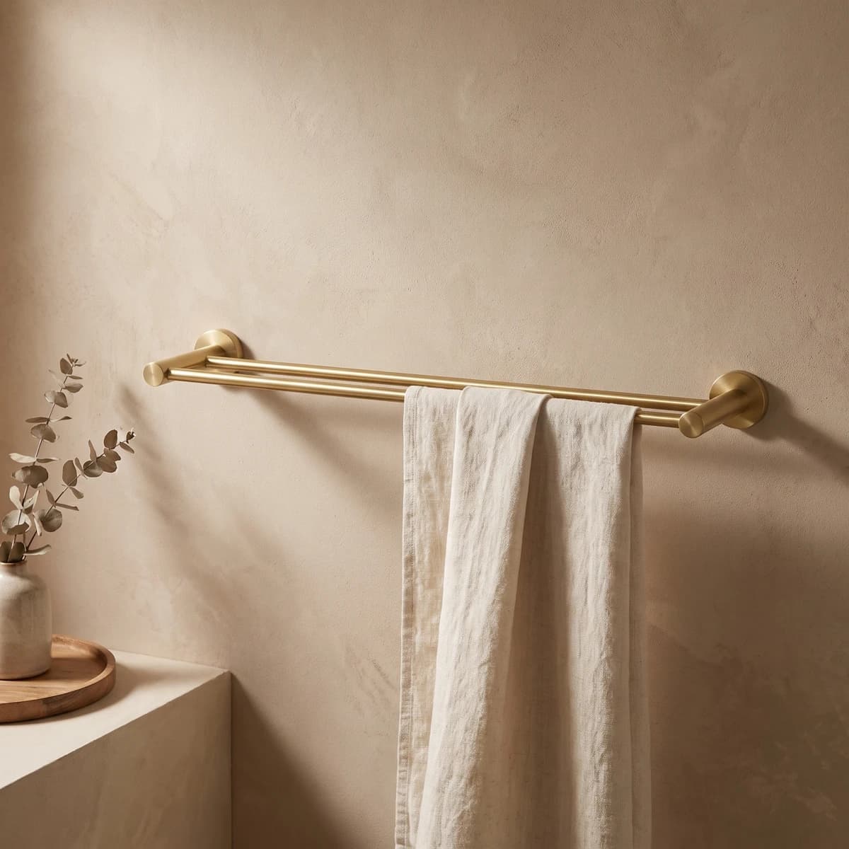 Aquaro Double Towel Rail in Brushed Gold