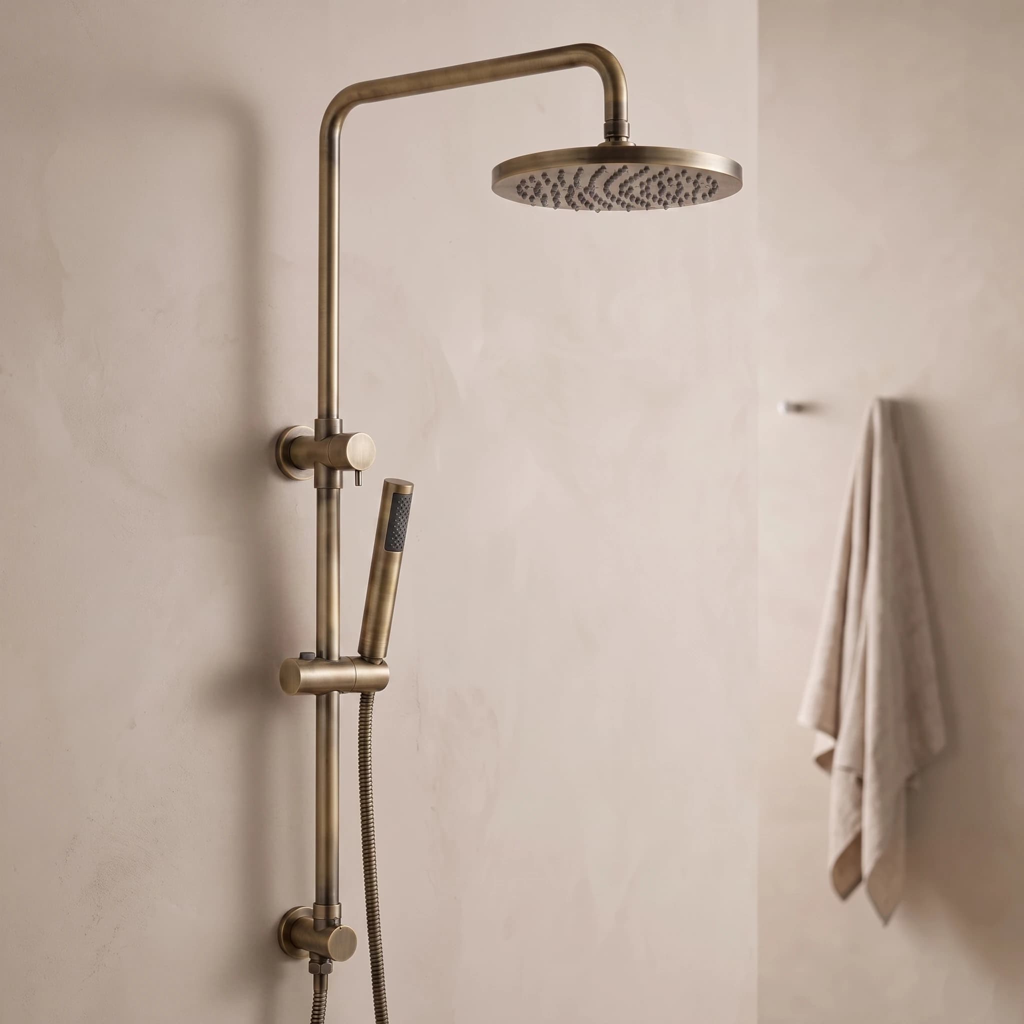 Aquaro Dual Shower with Diverter in Antique Brass