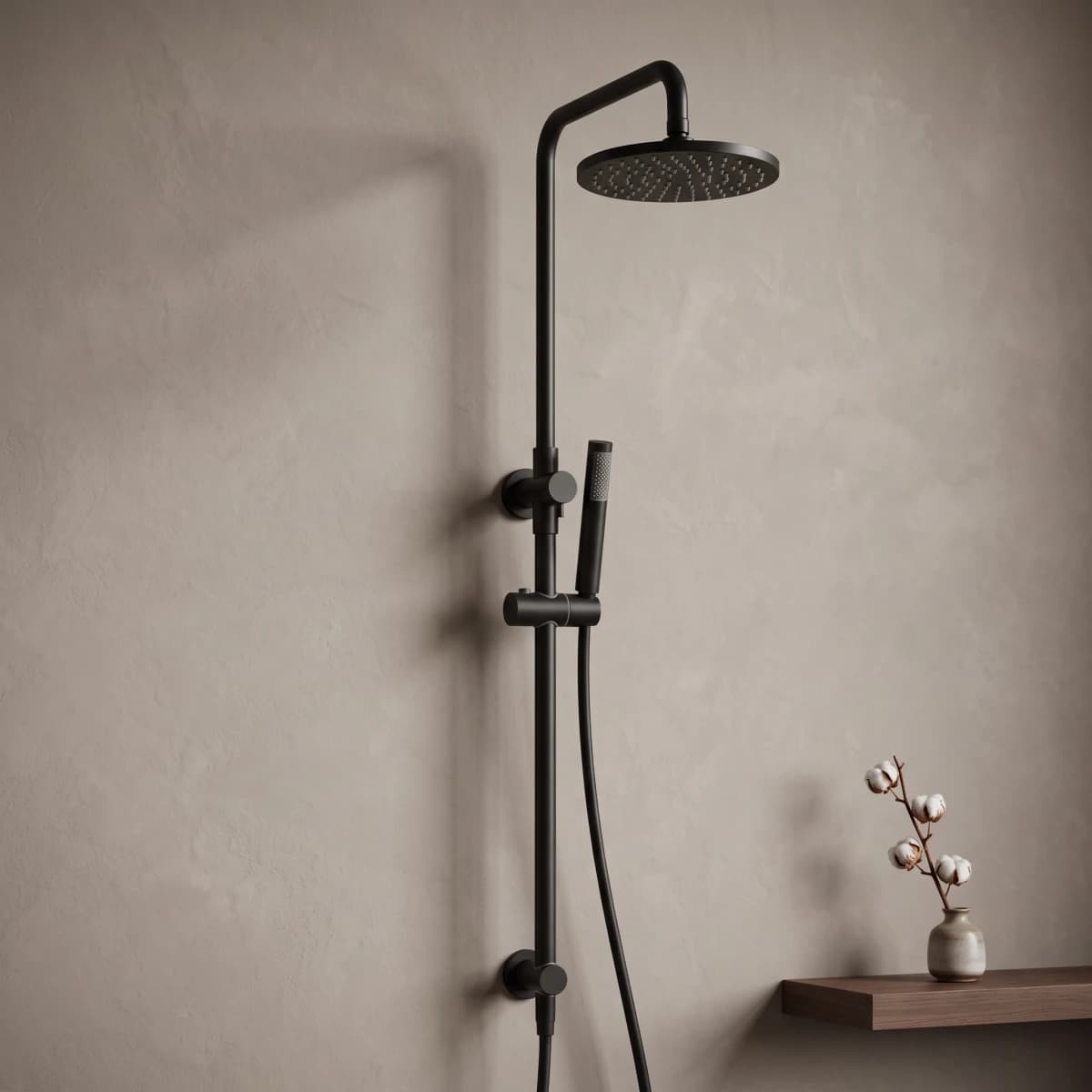 Aquaro Dual Shower with Diverter, Matte Black