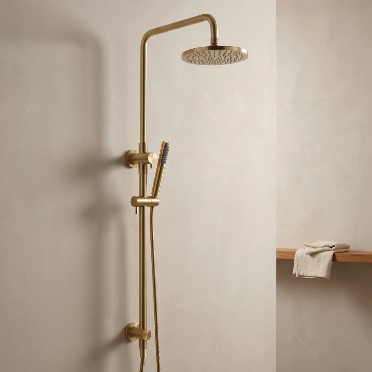 Aquaro Dual Shower with Diverter in Brushed Gold
