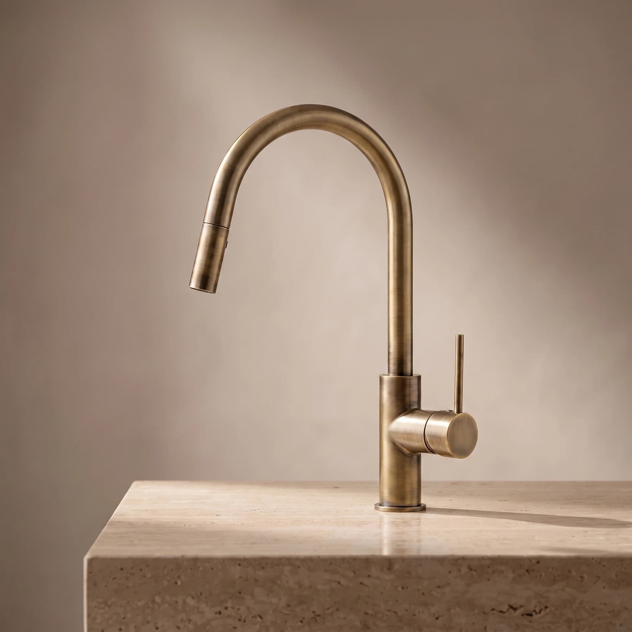 Aquaro Pull-out Kitchen/Laundry Mixer in Antique Brass