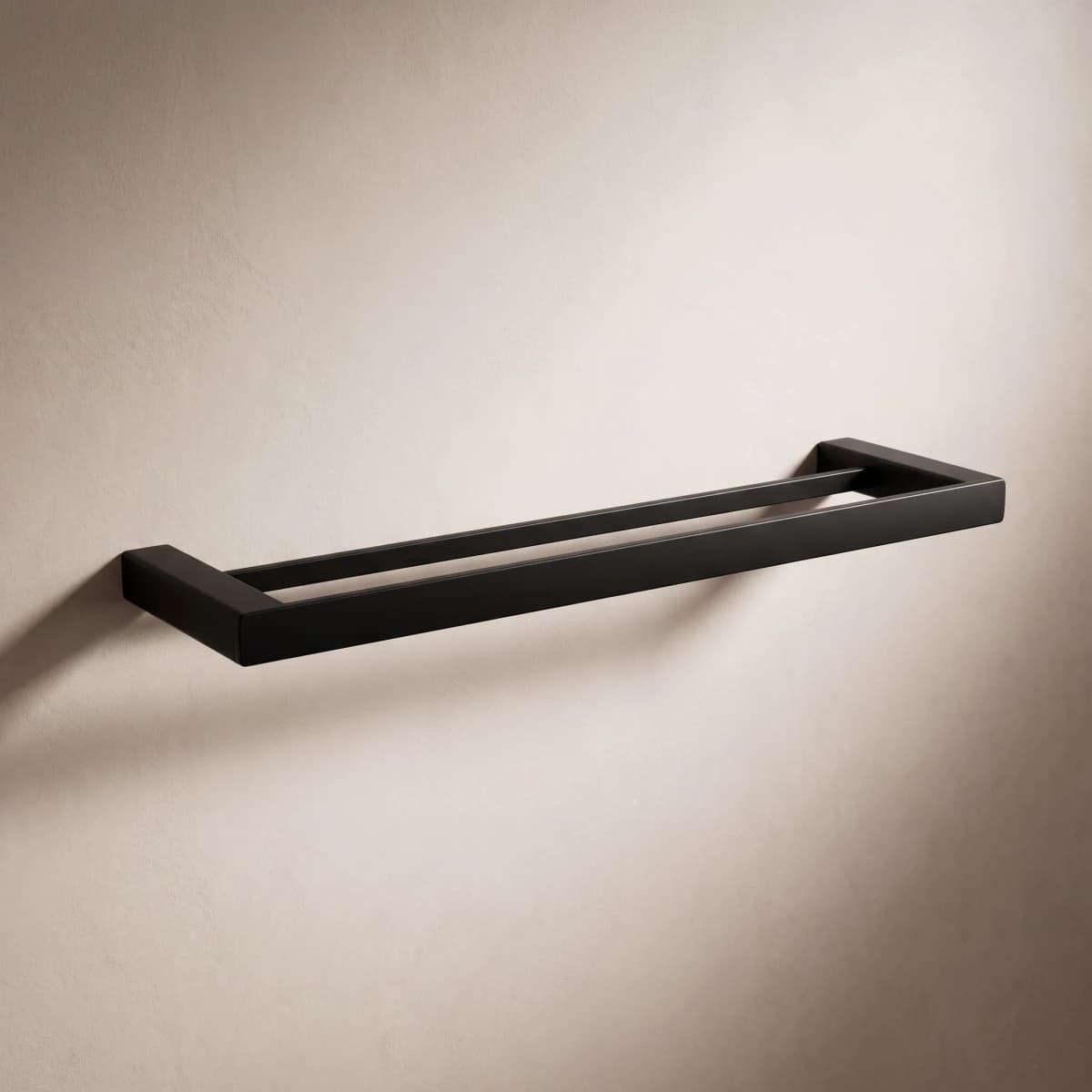 Aquaro Rect Double Towel Rail in Matte Black