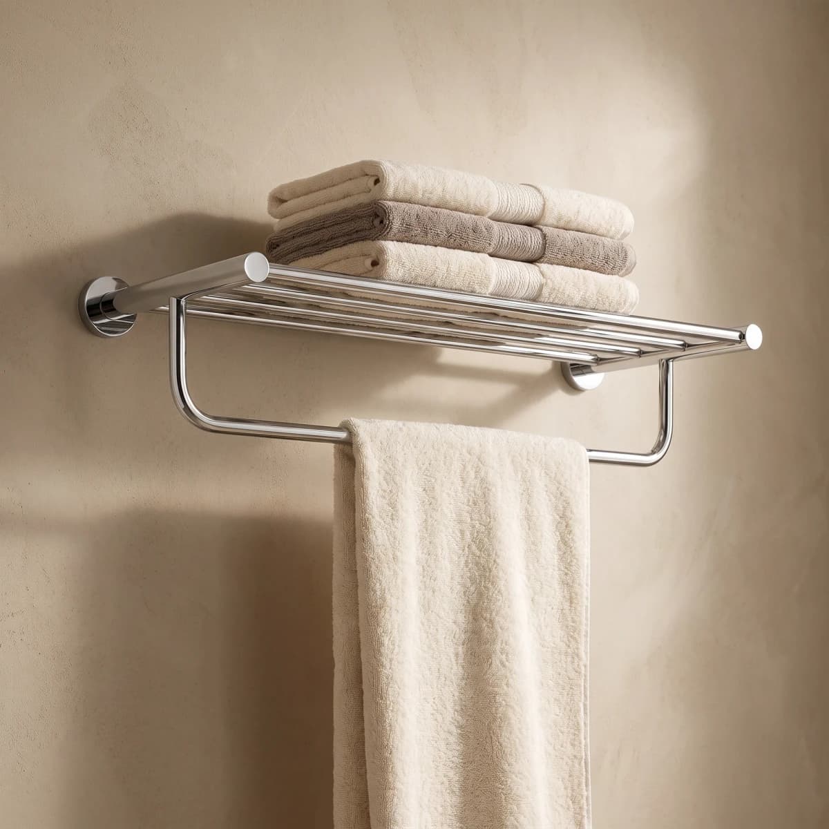 Aquaro Round Bath Towel Shelf in Chrome