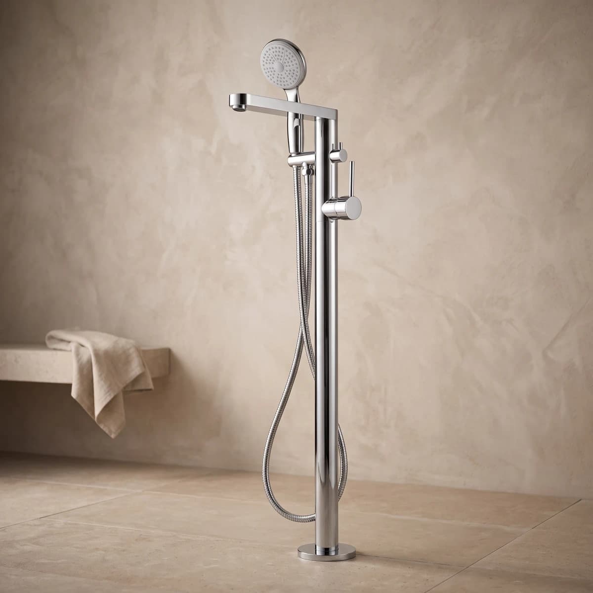 Aquaro Round Floor Mixer Set Deluxe, Standard