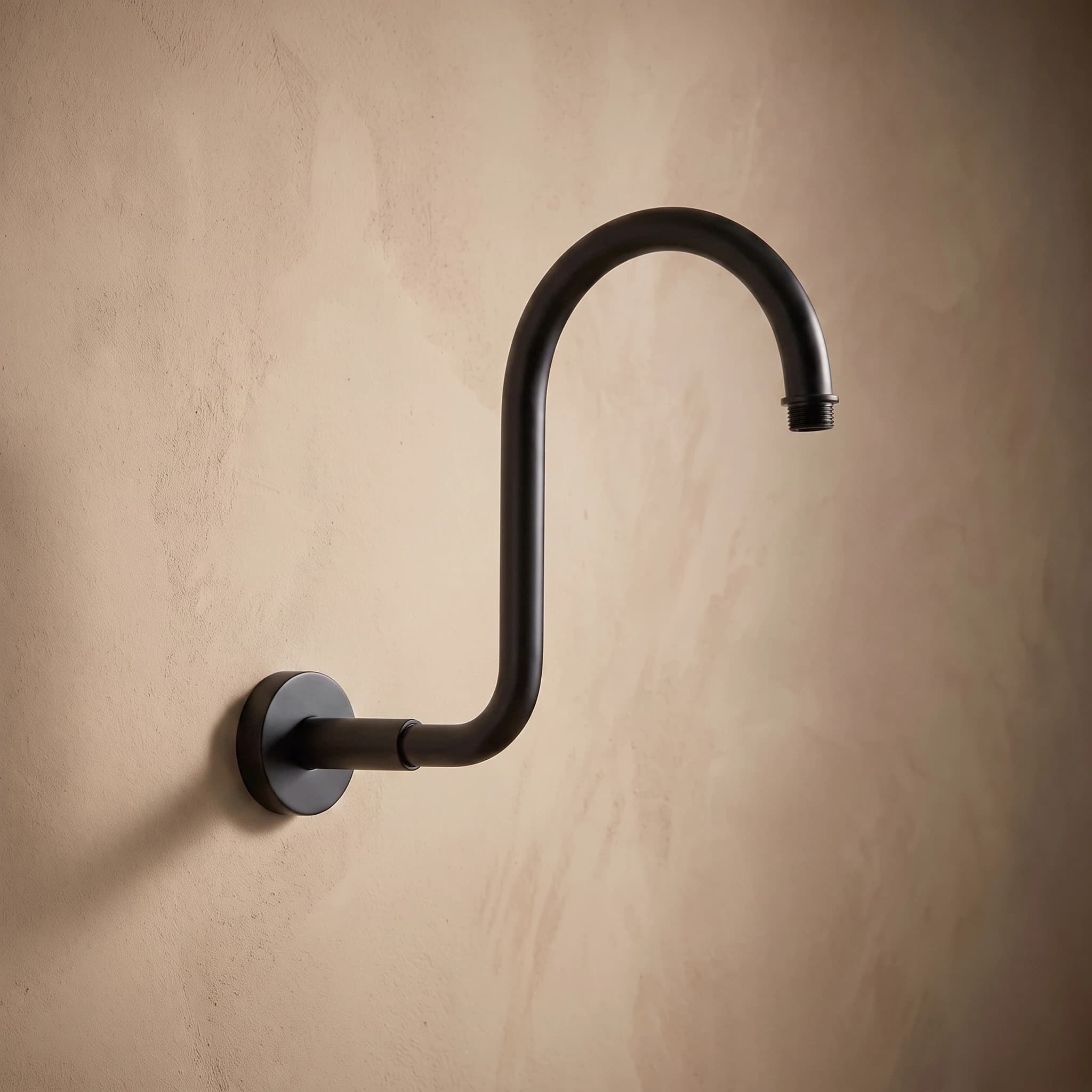 Aquaro Round Wall Mounted Shower Arm 220mm, Matte Black