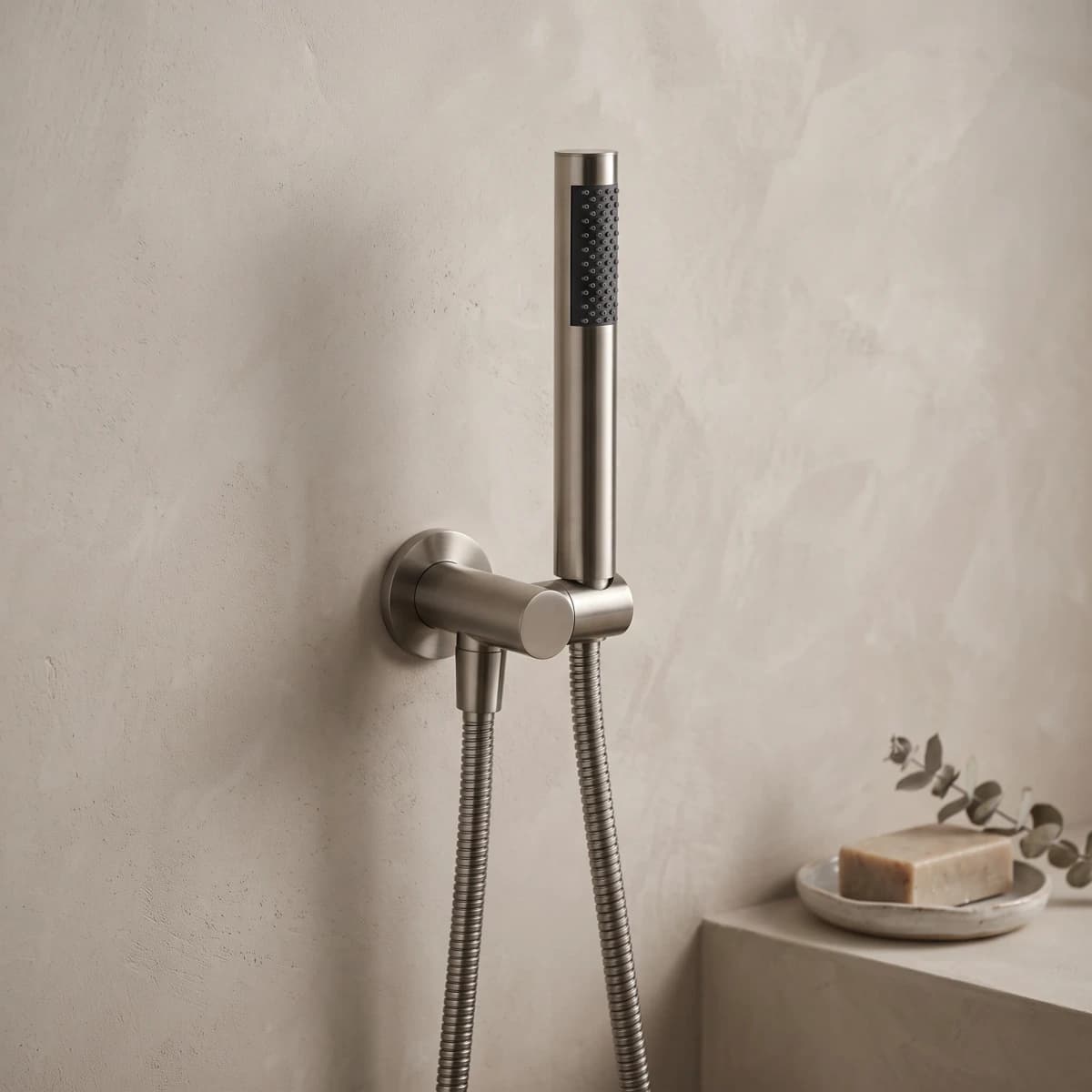 Aquaro Shower Handpiece on Bracket in Brushed Nickel