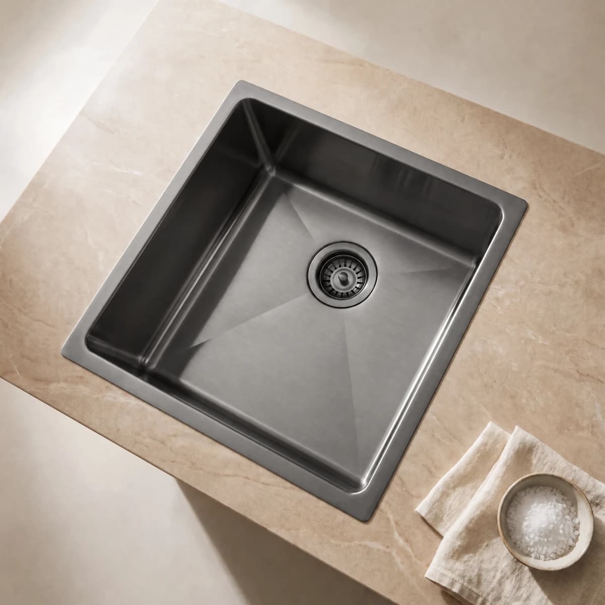 Square Undermount Aquaro Sink 350x400 in Gunmetal