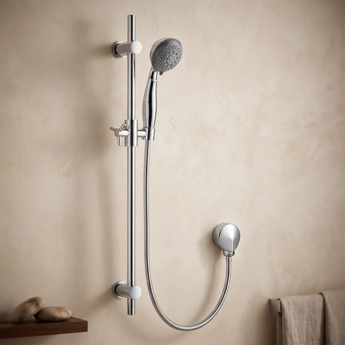 Aquaro Slimline Slide Shower Rail, Standard