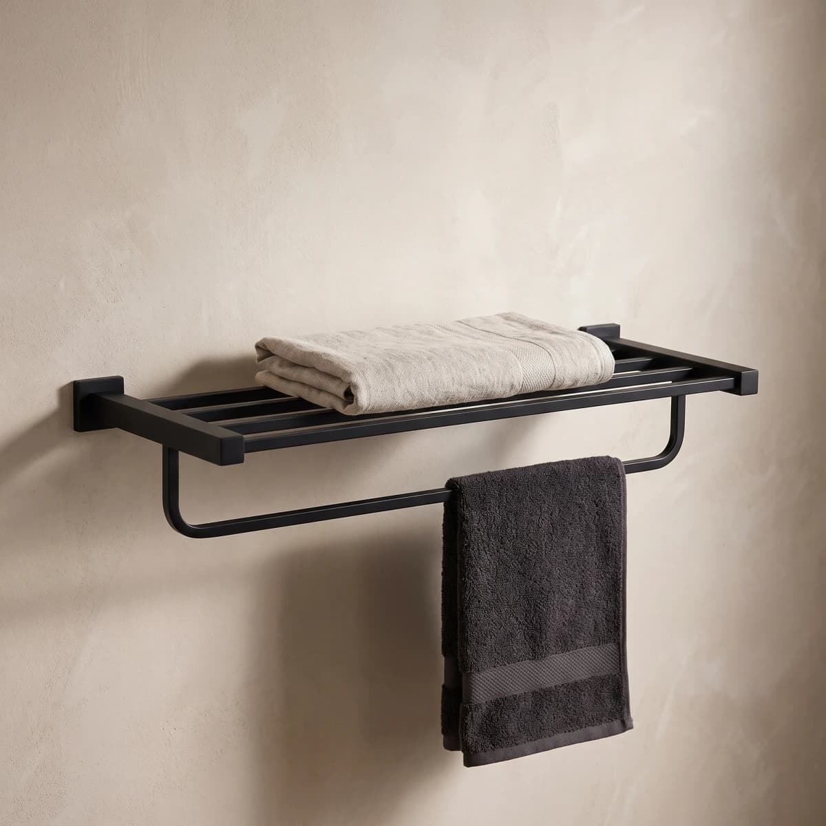 Aquaro Square Bath Towel Shelf in Matte Black