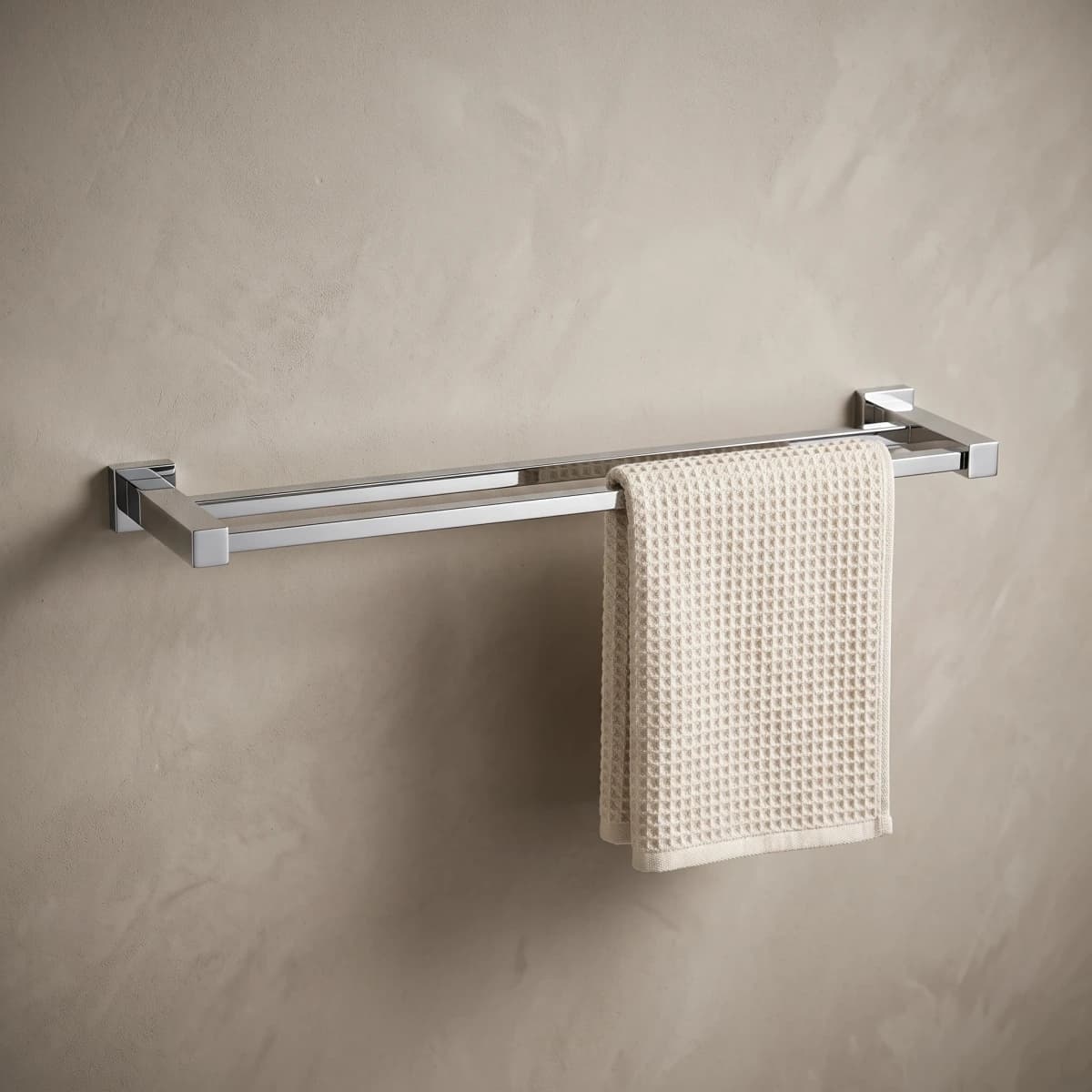 Aquaro Square Double Towel Rail, Chrome, 600 MM