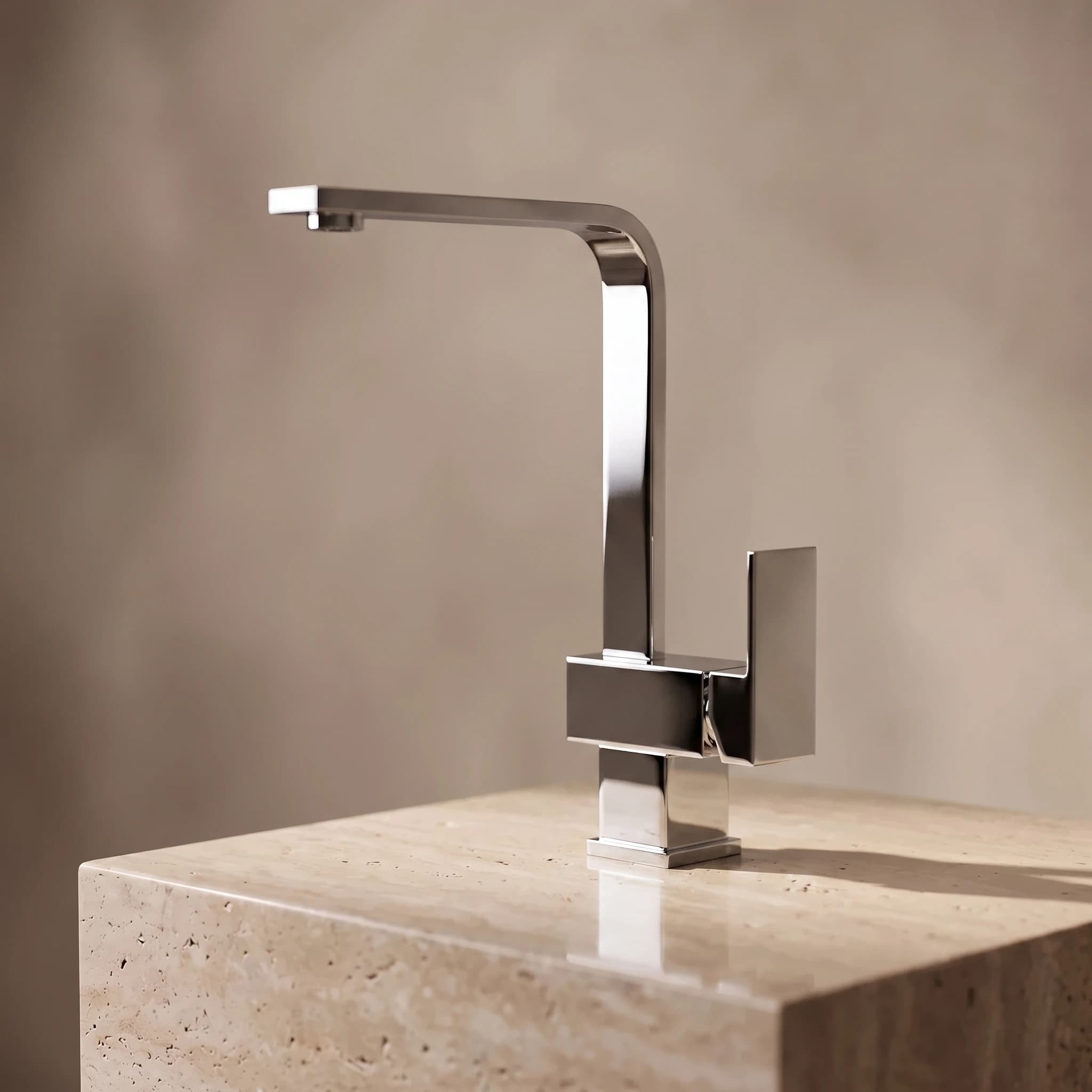 Aquaro Square Kitchen Mixer in Chrome