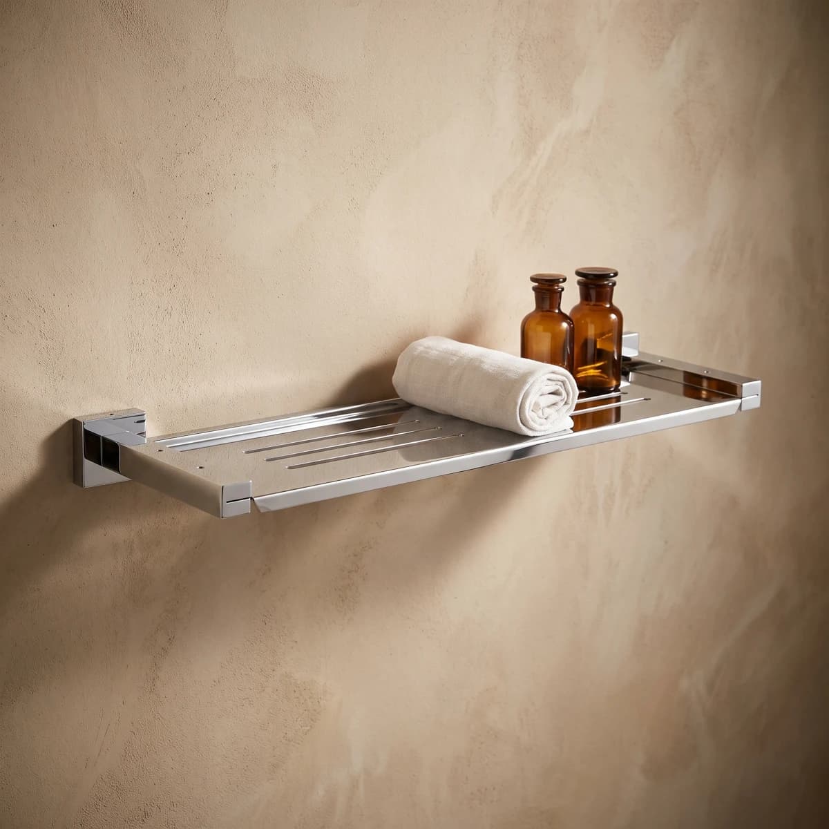 Aquaro Square Stainless Steel Shelf in Chrome
