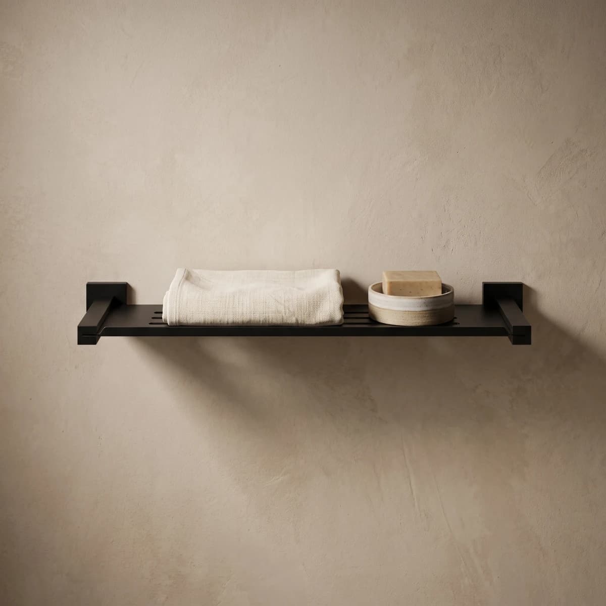 Aquaro Square Stainless Steel Shelf in Matte Black