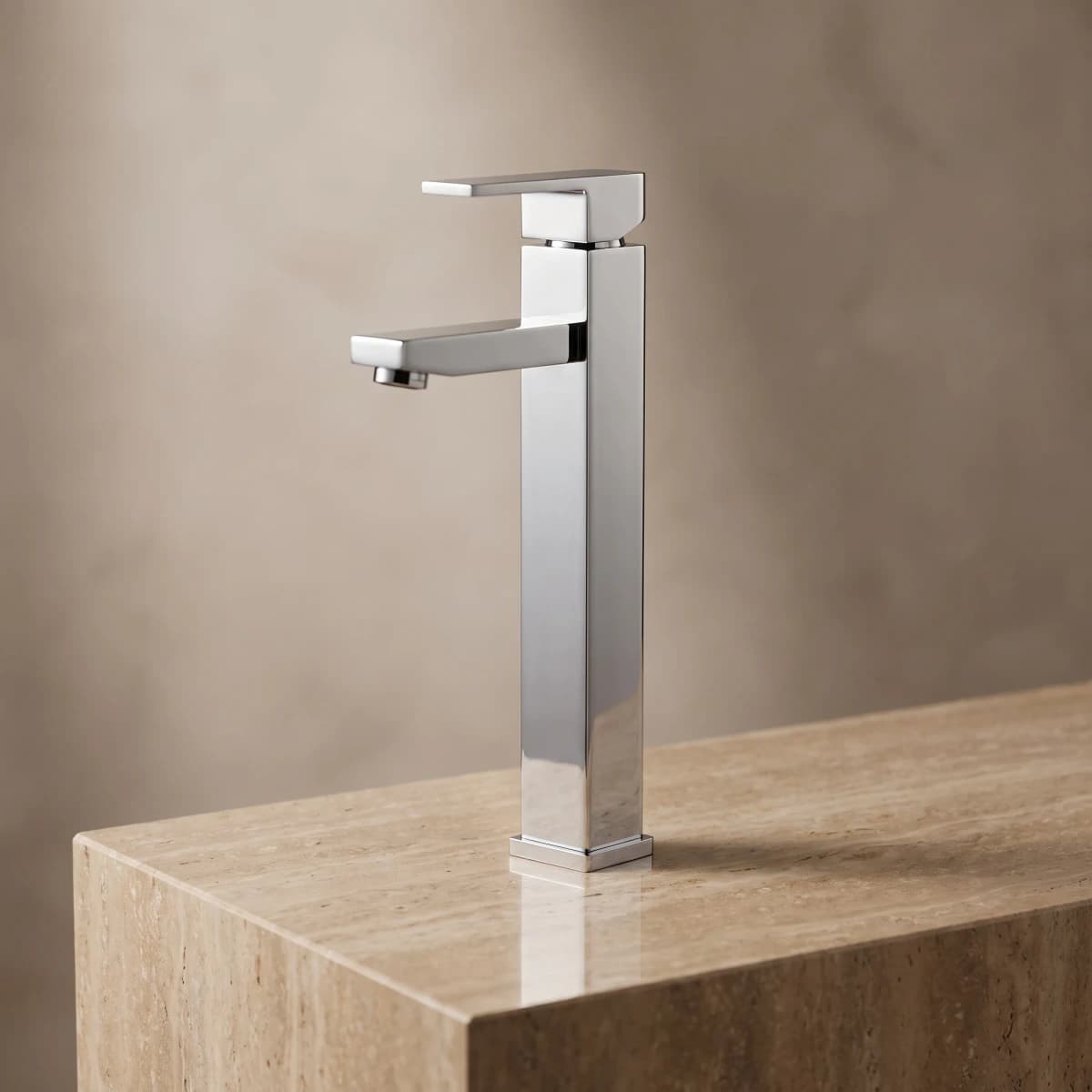 Aquaro Square Tall Basin Mixer, Chrome