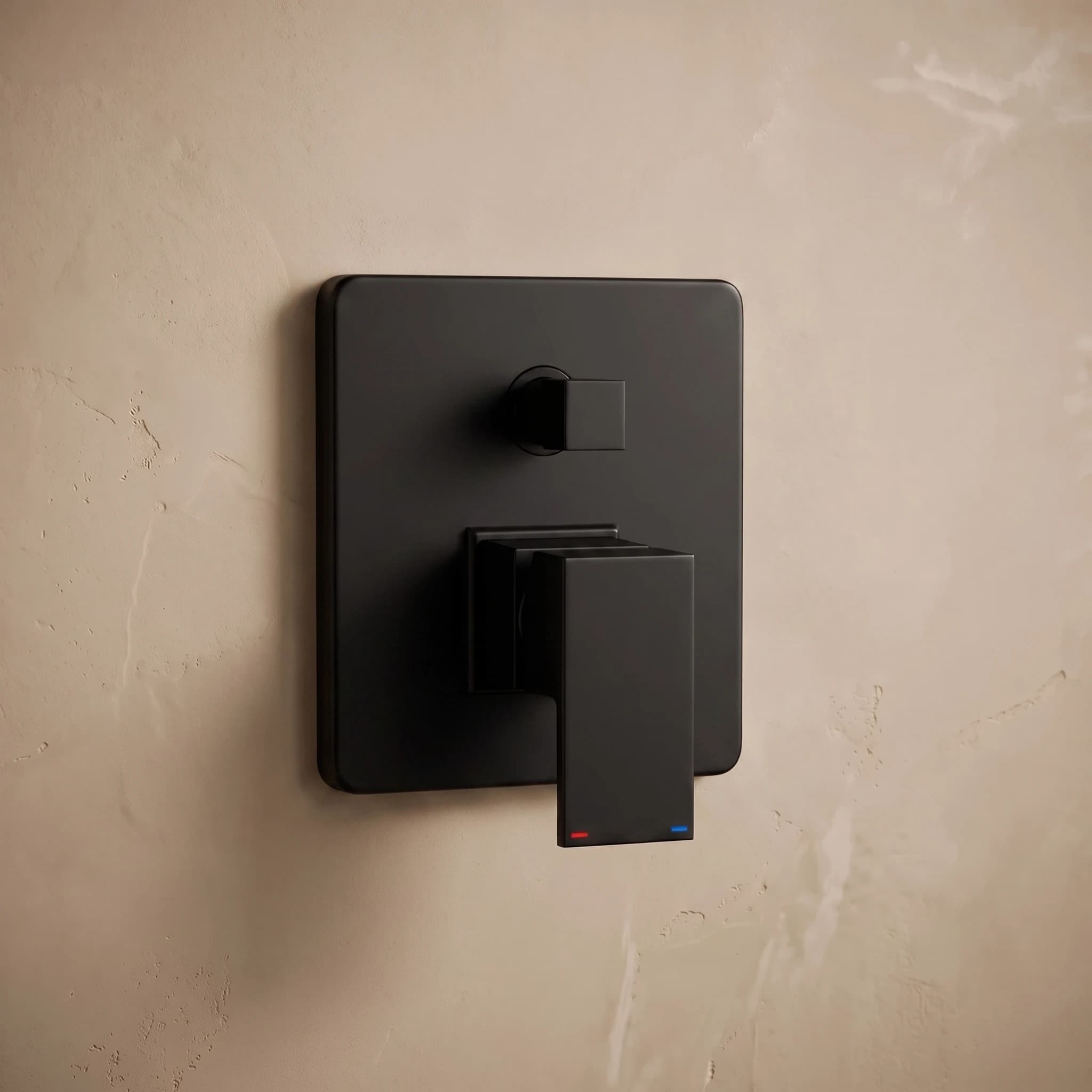 Aquaro Square Wall Mixer with Diverter in Matte Black