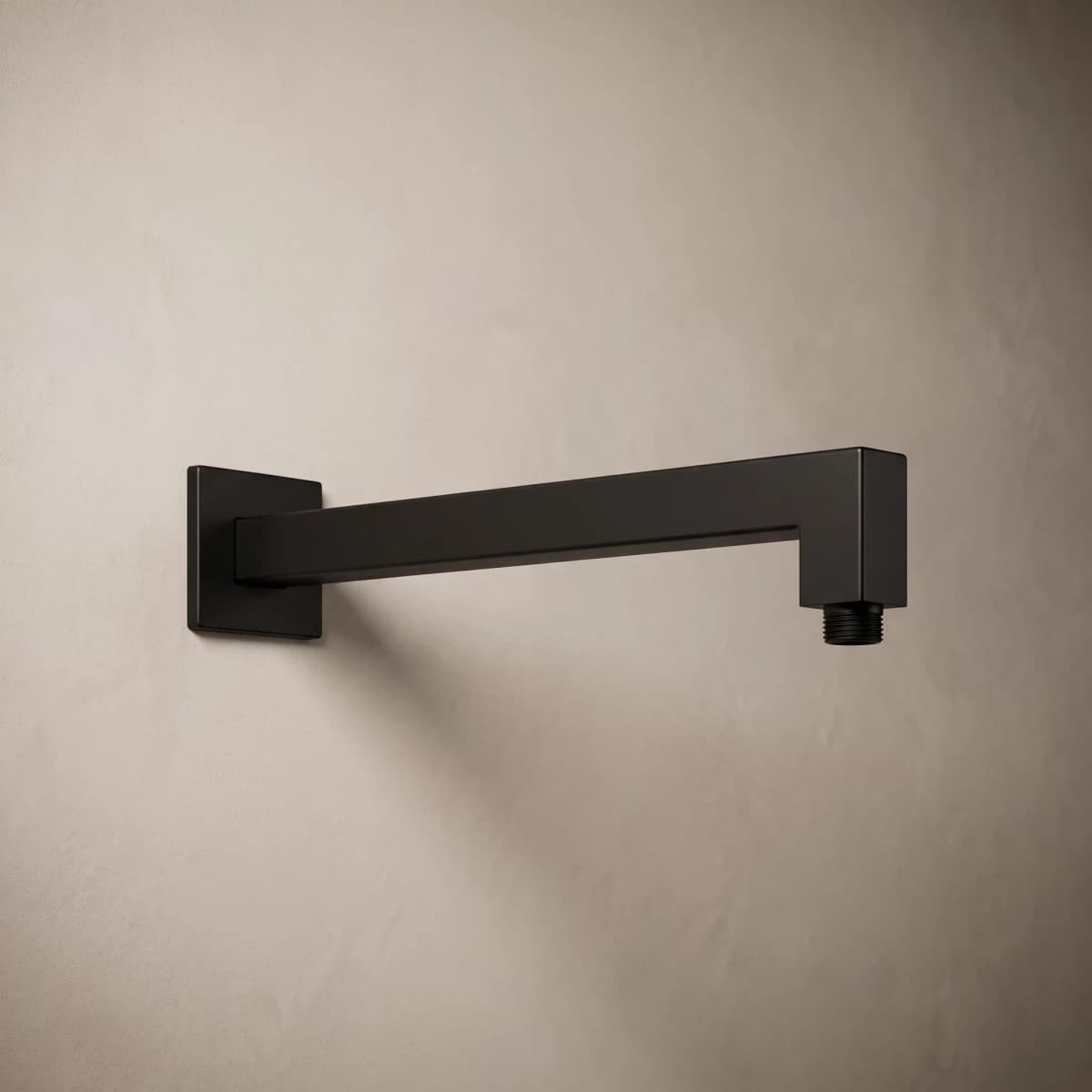 Aquaro Square Wall Shower Arm 400mm in Matte Black