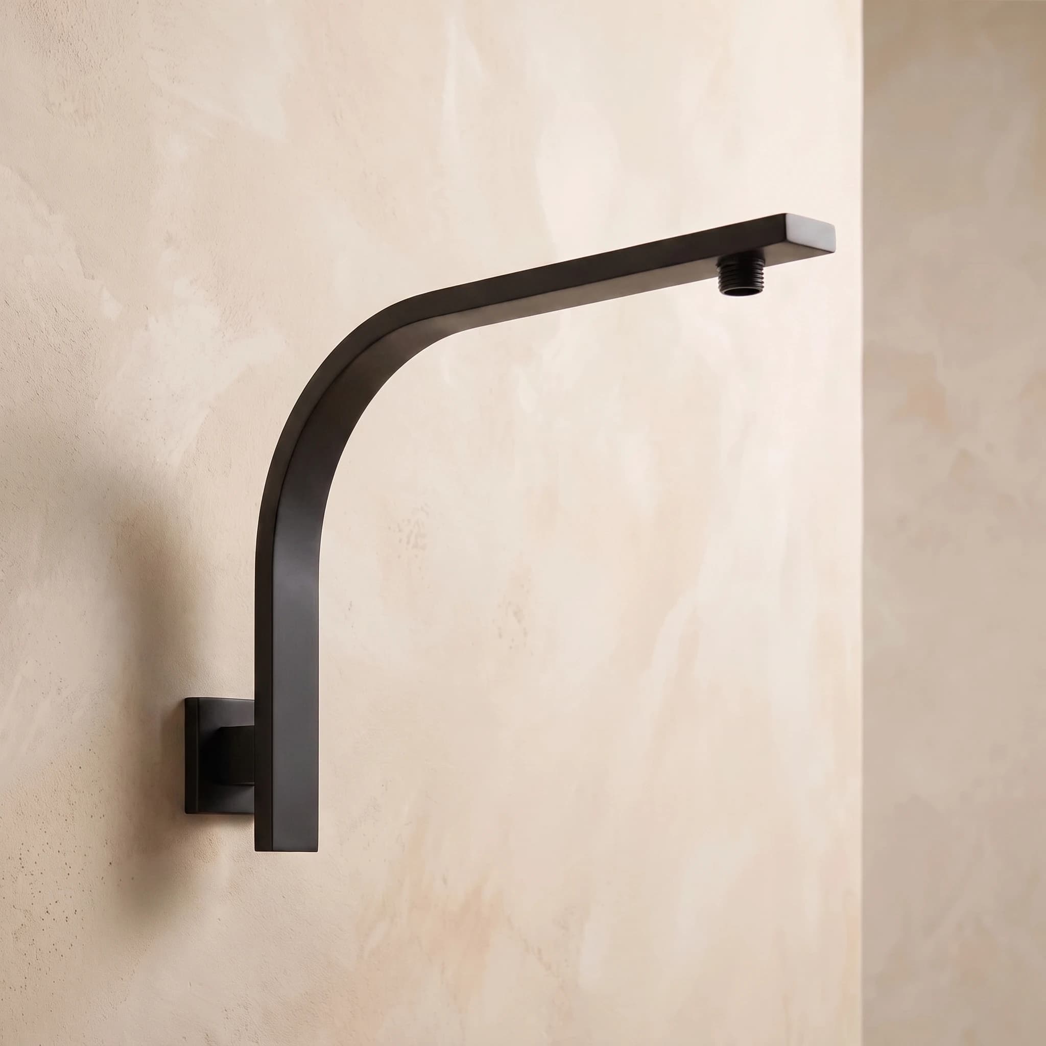 Aquaro Square Wall Mounted Shower Arm in Matte Black