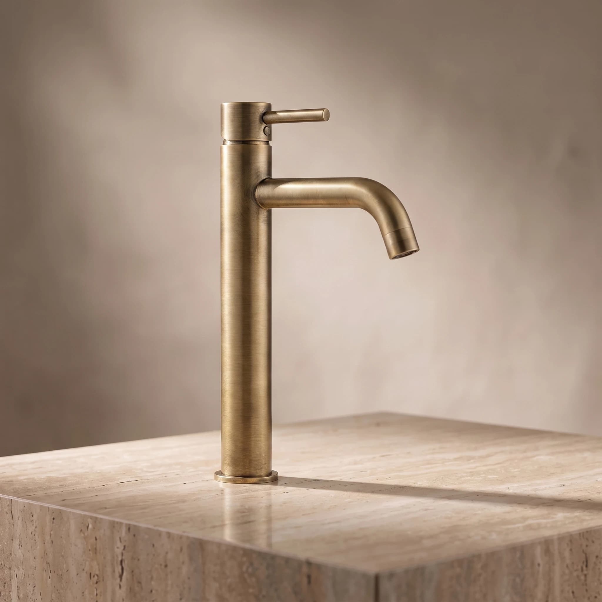 Aquaro Tall Poise Basin Mixer in Antique Brass