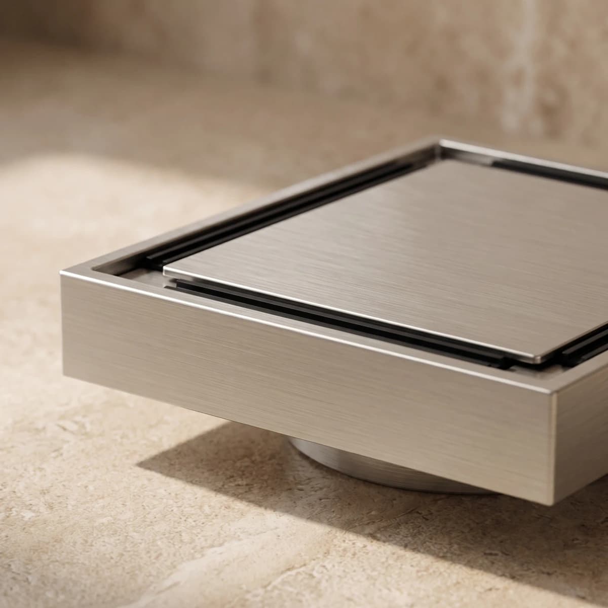 Aquaro Tile Insert Floor Waste in Brushed Nickel