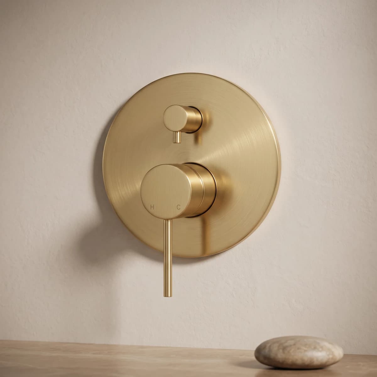 Aquaro Wall Mixer with Diverter in Brushed Gold