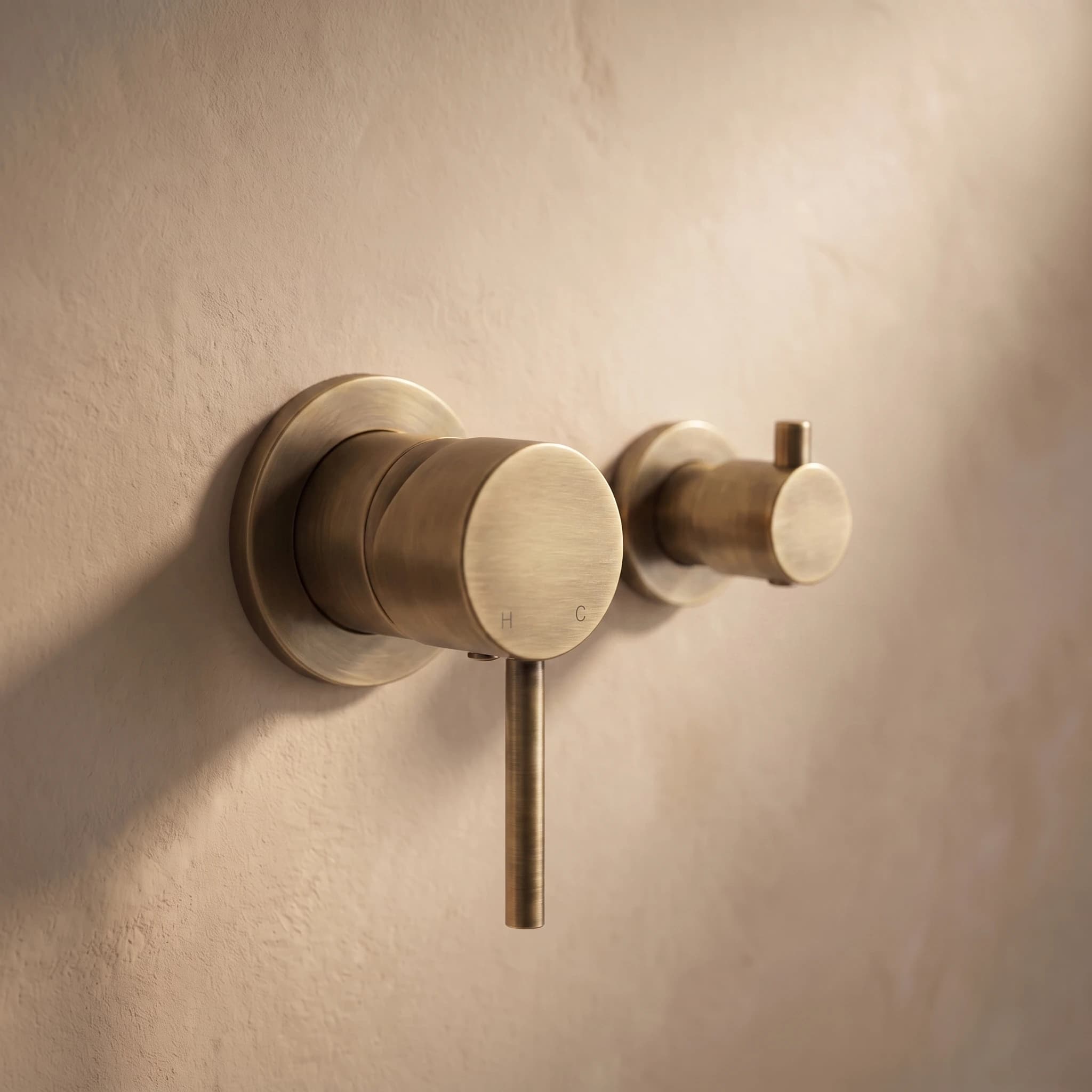 Aquaro Wall Mixer with Diverter 64mm in Antique Brass