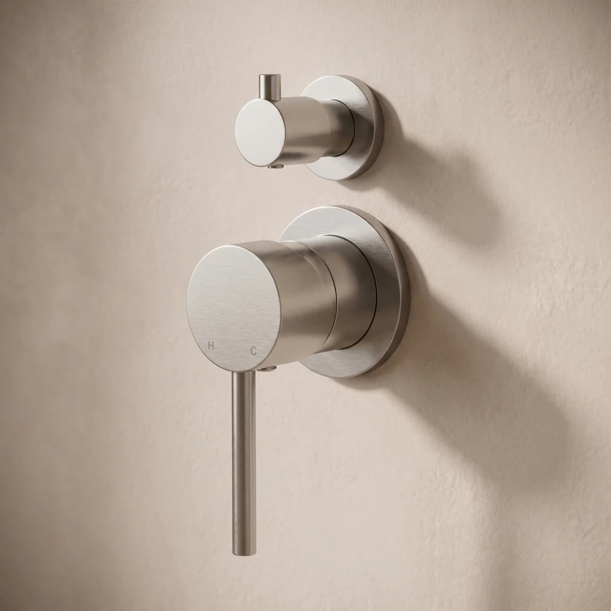 Aquaro Wall Mixer with Diverter 64mm in Brushed Nickel