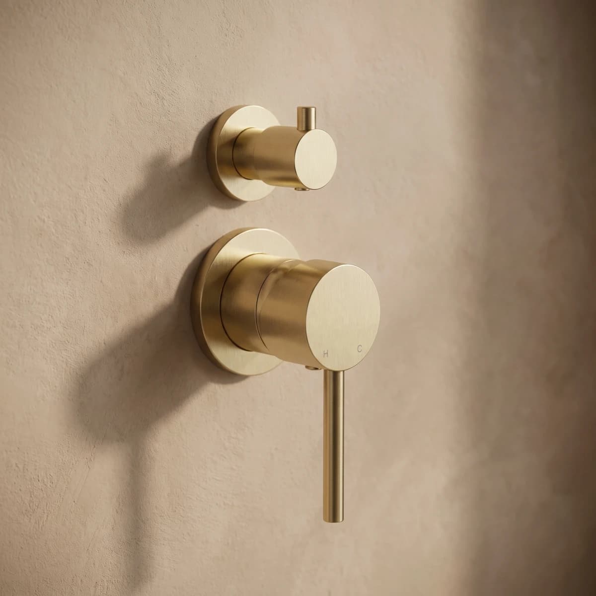 Aquaro Wall Mixer with Diverter 64mm in Brushed Gold