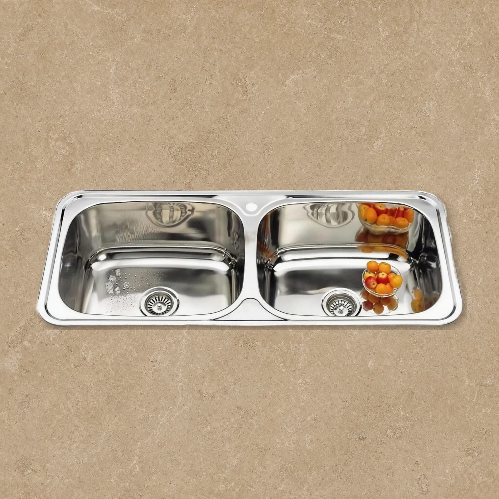 Aquaro Double Bowl Sink 1160 (2 Tap Holes)