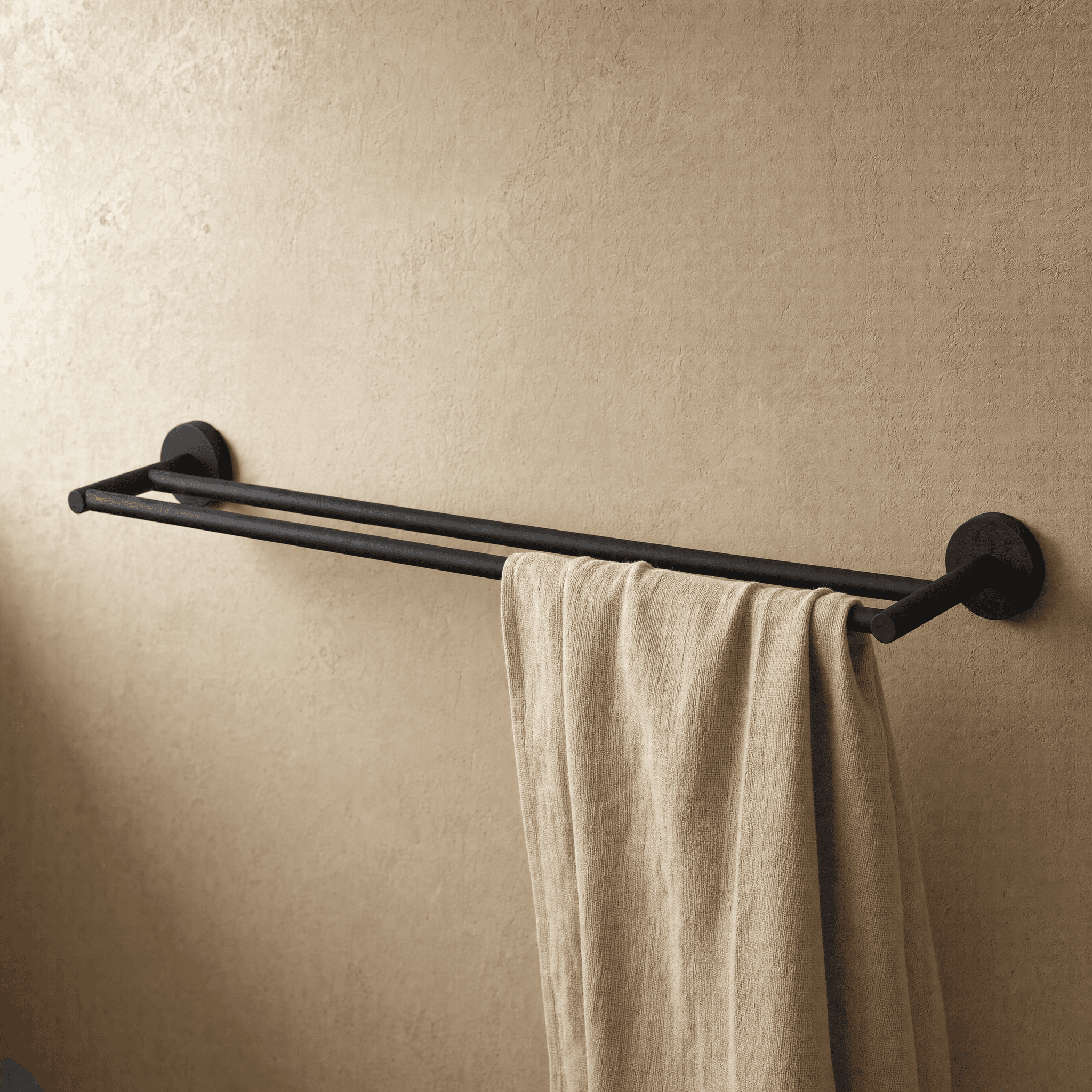 Aquaro Double Towel Rail 900mm, Matte Black, 900 MM