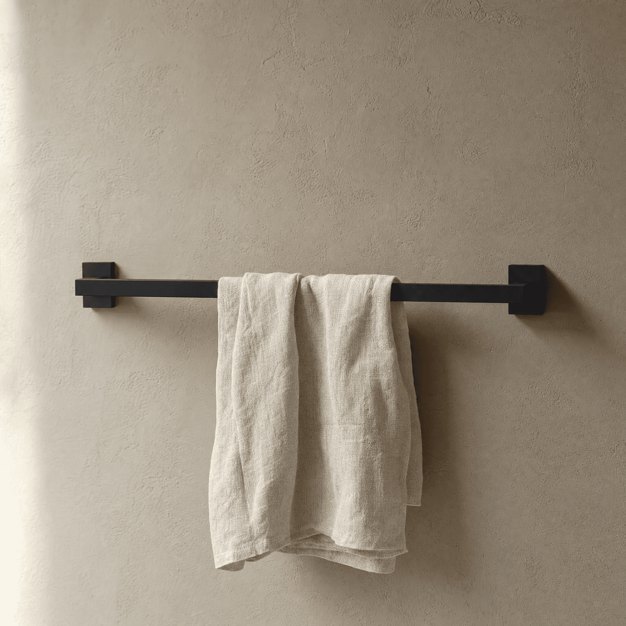 Aquaro Square Single Towel Rail, Matte Black, 900 MM
