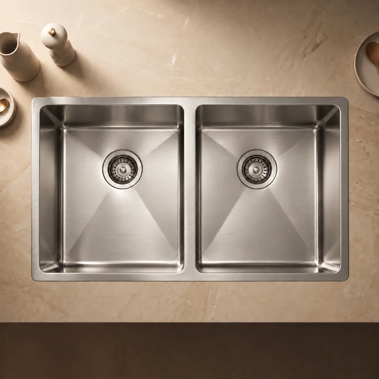Dual Square Aquaro Sink U/M 740x400 in Chrome
