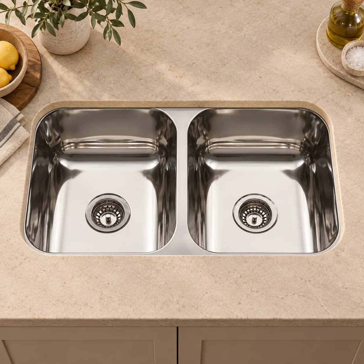 Aquaro Double Bowl Undermount Sink 785, Standard