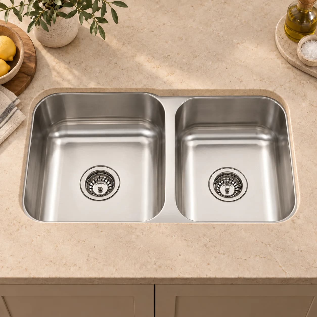 Aquaro Double Bowl Undermount Sink 810, Standard