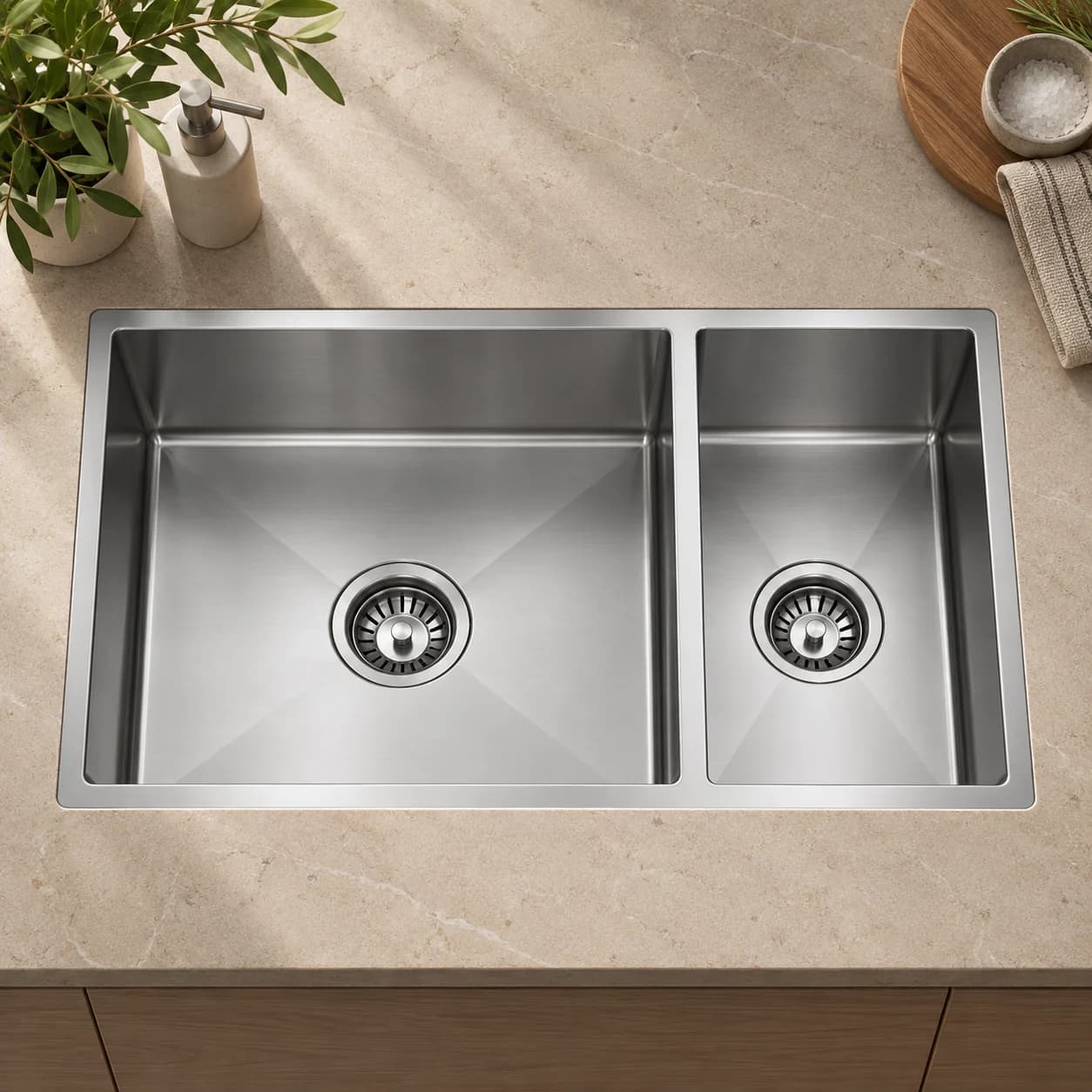 Aquaro Double Bowl Undermount Sink 830, Standard