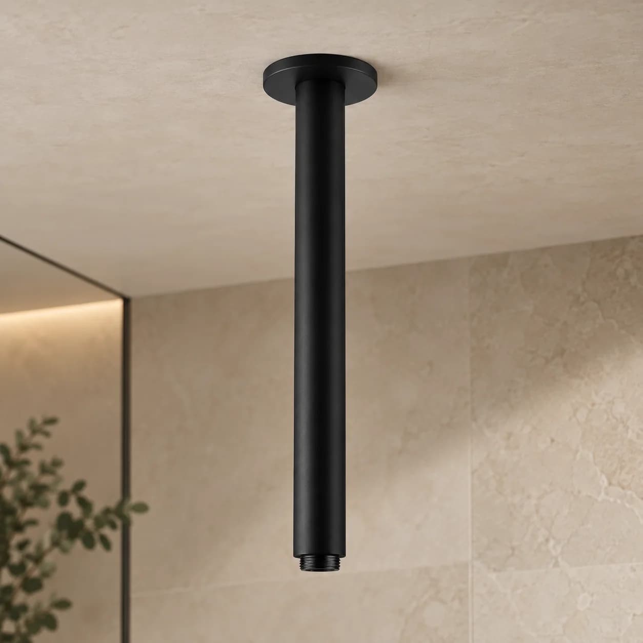 Aquaro Round Ceiling Shower Arm in Matte Black