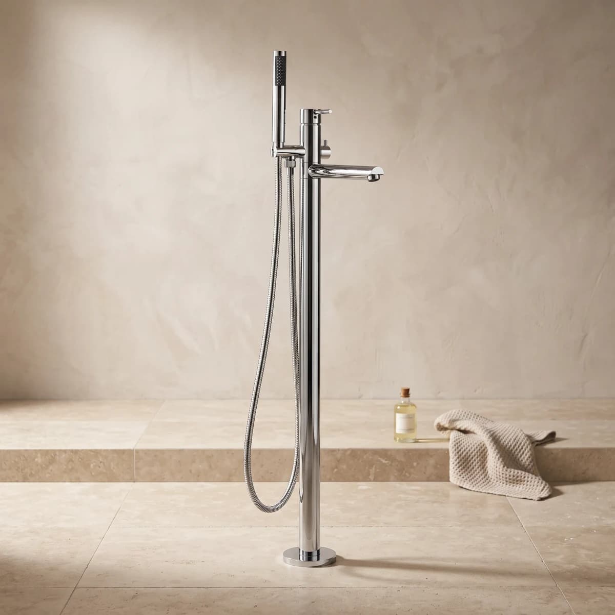 Aquaro Round Floor Mixer Set, Standard