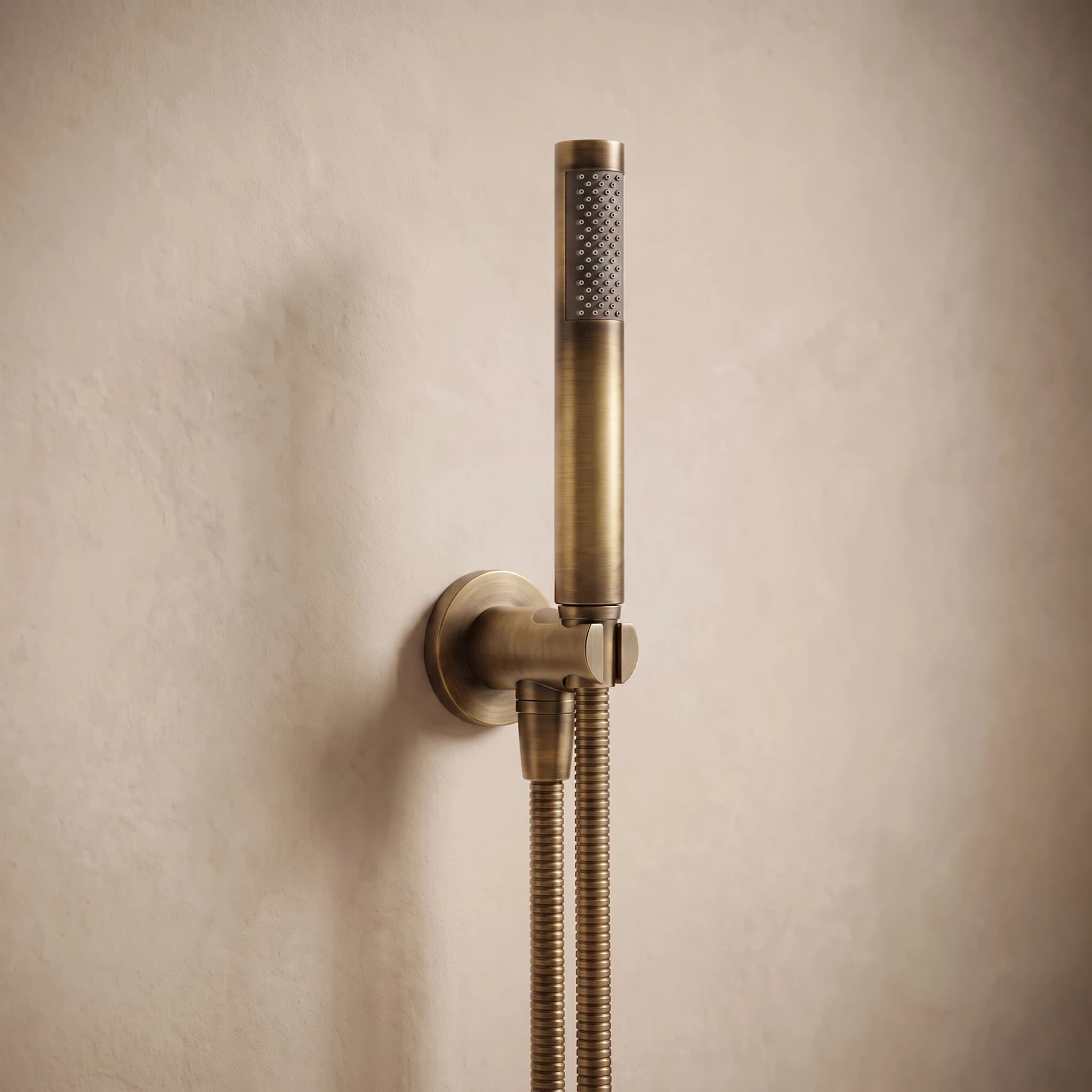 Aquaro Shower Handpiece on Bracket, Antique Brass
