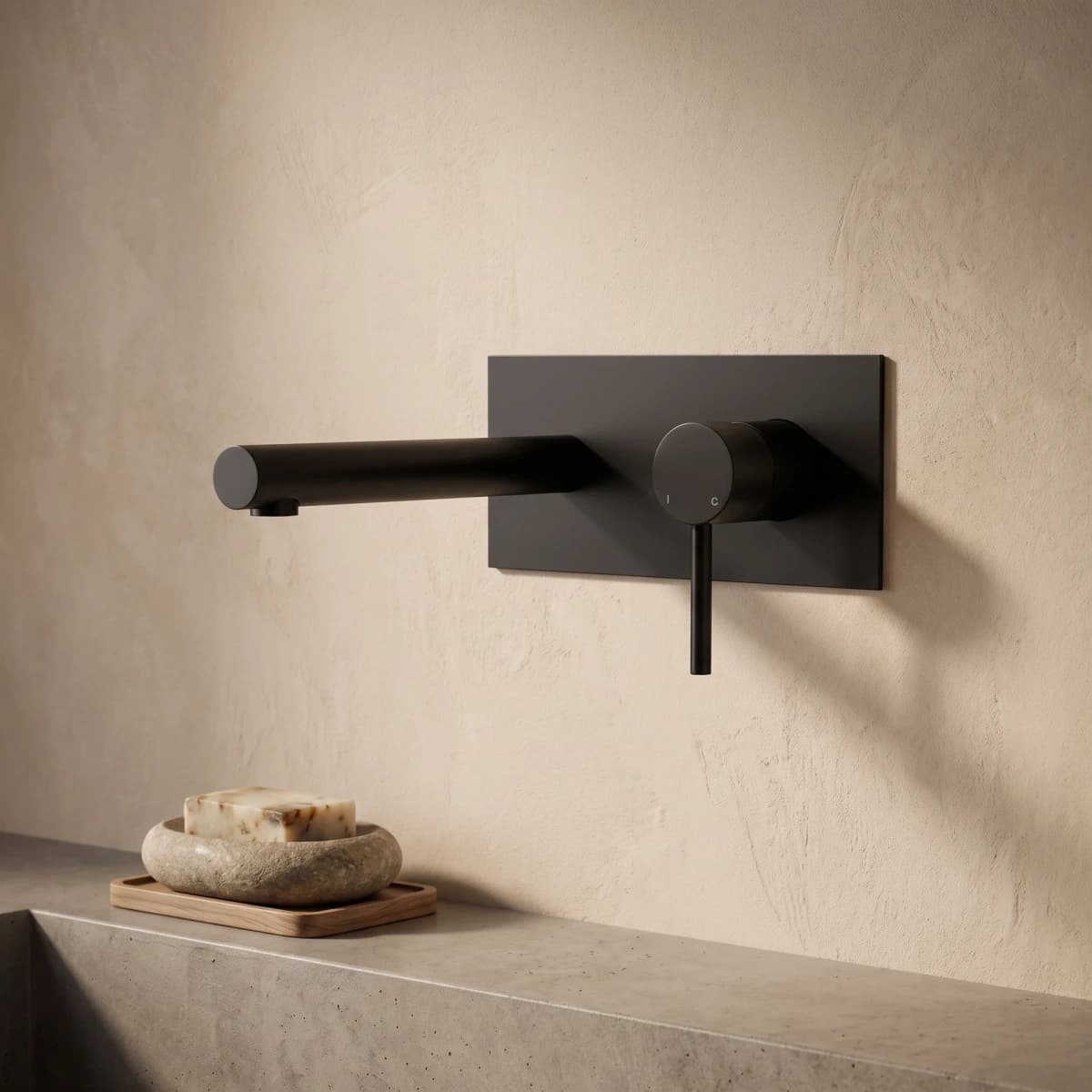 Aquaro Wall Mixer with Spout 180mm, Matte Black