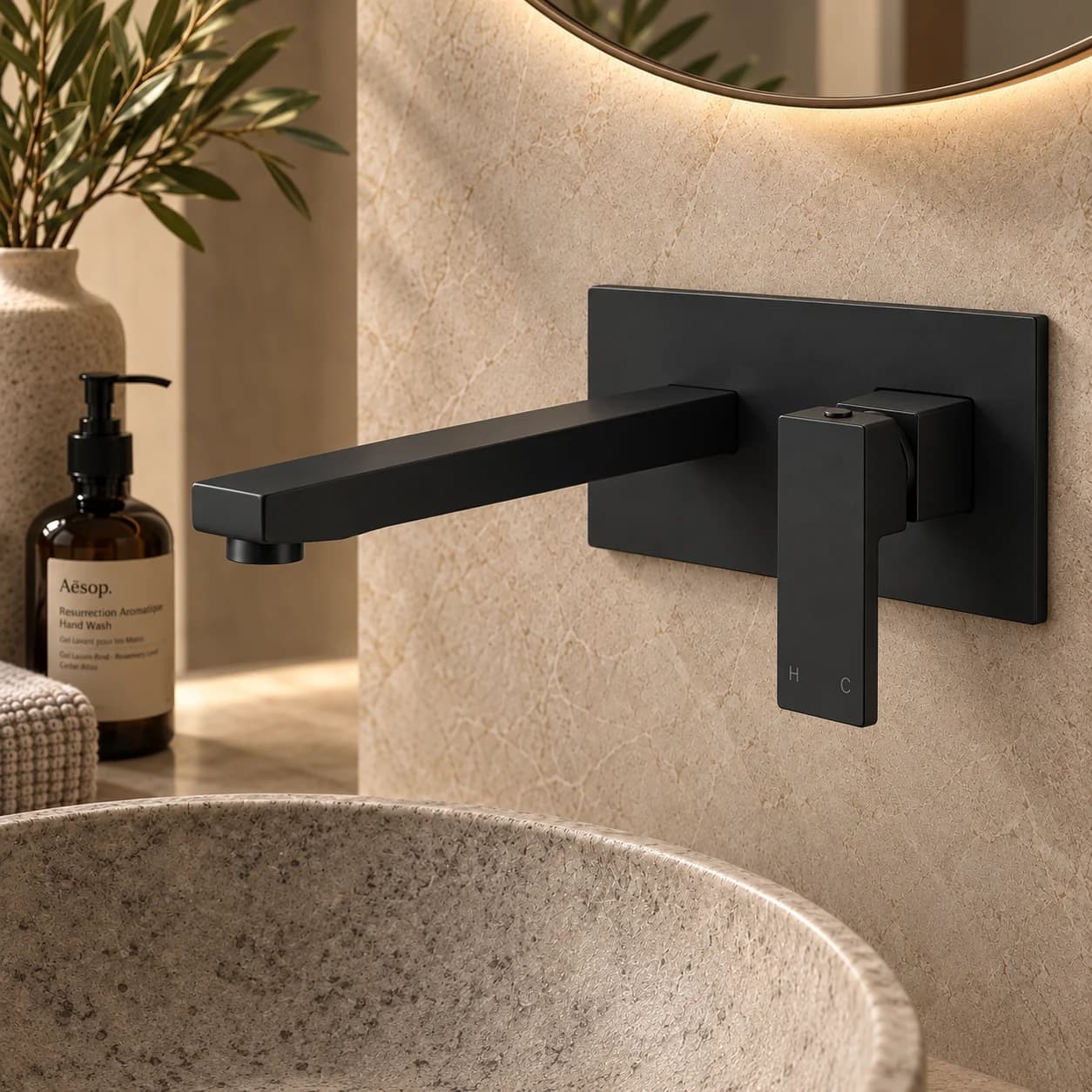 Aquaro Wall Mixer with Spout, Matte Black